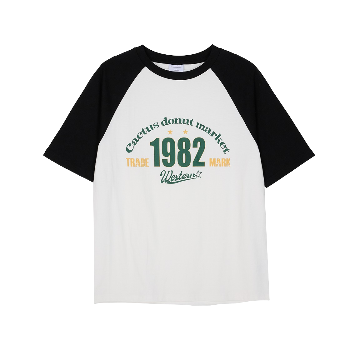 캑터스도넛마켓 1982 래글런 티셔츠 – 블랙(Cactusdonutmarket 1982 Raglan T-Shirt - Black)