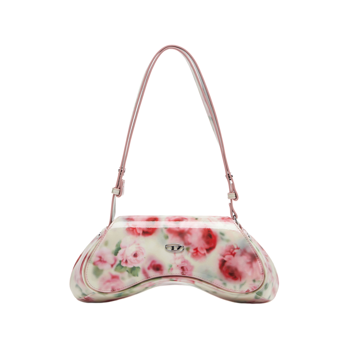 디젤 플레이 크로스바디 플레이 숄더 백 프린티드 글로시 PU 화이트 핑크(Diesel Play Crossbody Play-Shoulder Bag In Printed Glossy Pu White Pink)