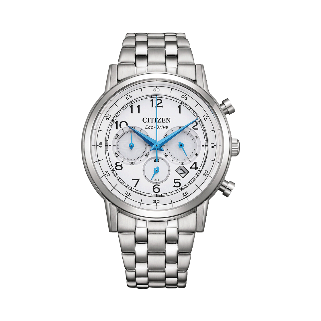 시티즌 크로노그래프 에코드라이브 42mm 스테인리스 스틸 실버 화이트(Citizen Chronograph Eco-Drive 42mm Stainless Steel Silver White)