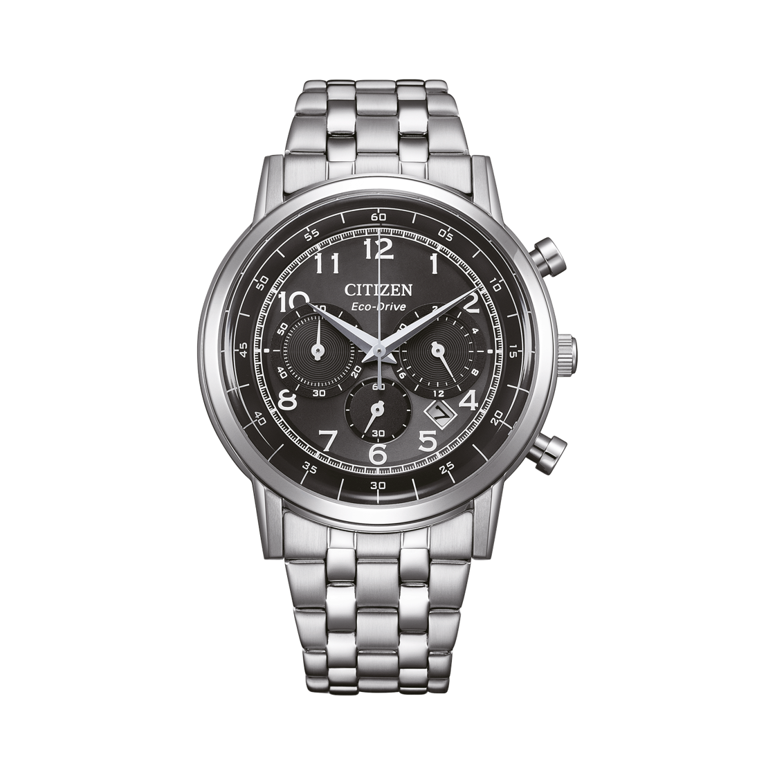 시티즌 크로노그래프 에코드라이브 42mm 스테인리스 스틸 실버 블랙(Citizen Chronograph Eco-Drive 42mm Stainless Steel Silver Black)