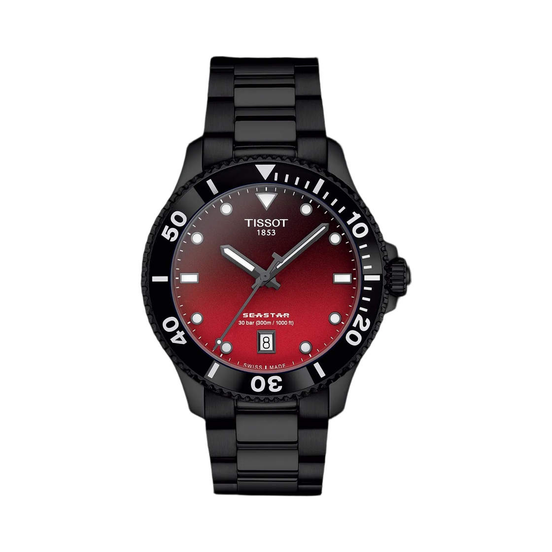 T1204103342100 Tissot Seastar 1000 Quartz 40mm Stainless Steel Red Black