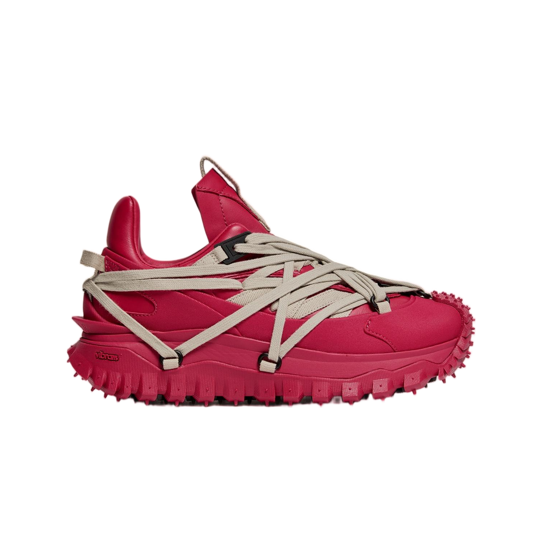 L1-09N-4M00010-M4321-451 Moncler x Rick Owens Trailgrip Megalace Leather Sneakers Berry Red - 26SS