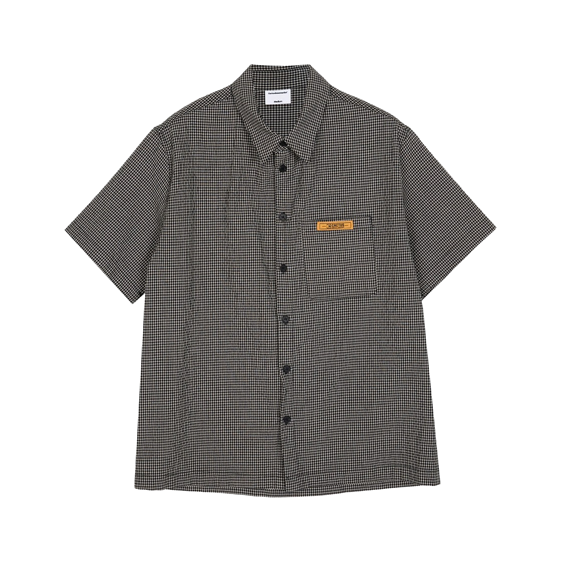 캑터스도넛마켓 미니 라벨 체크 하프 셔츠 – 블랙