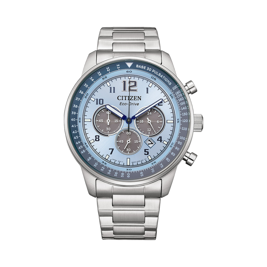 시티즌 크로노그래프 에코드라이브 44mm 스테인리스 스틸 실버 라이트 블루(Citizen Chronograph Eco-Drive 44mm Stainless Steel Silver Light Blue) - 1