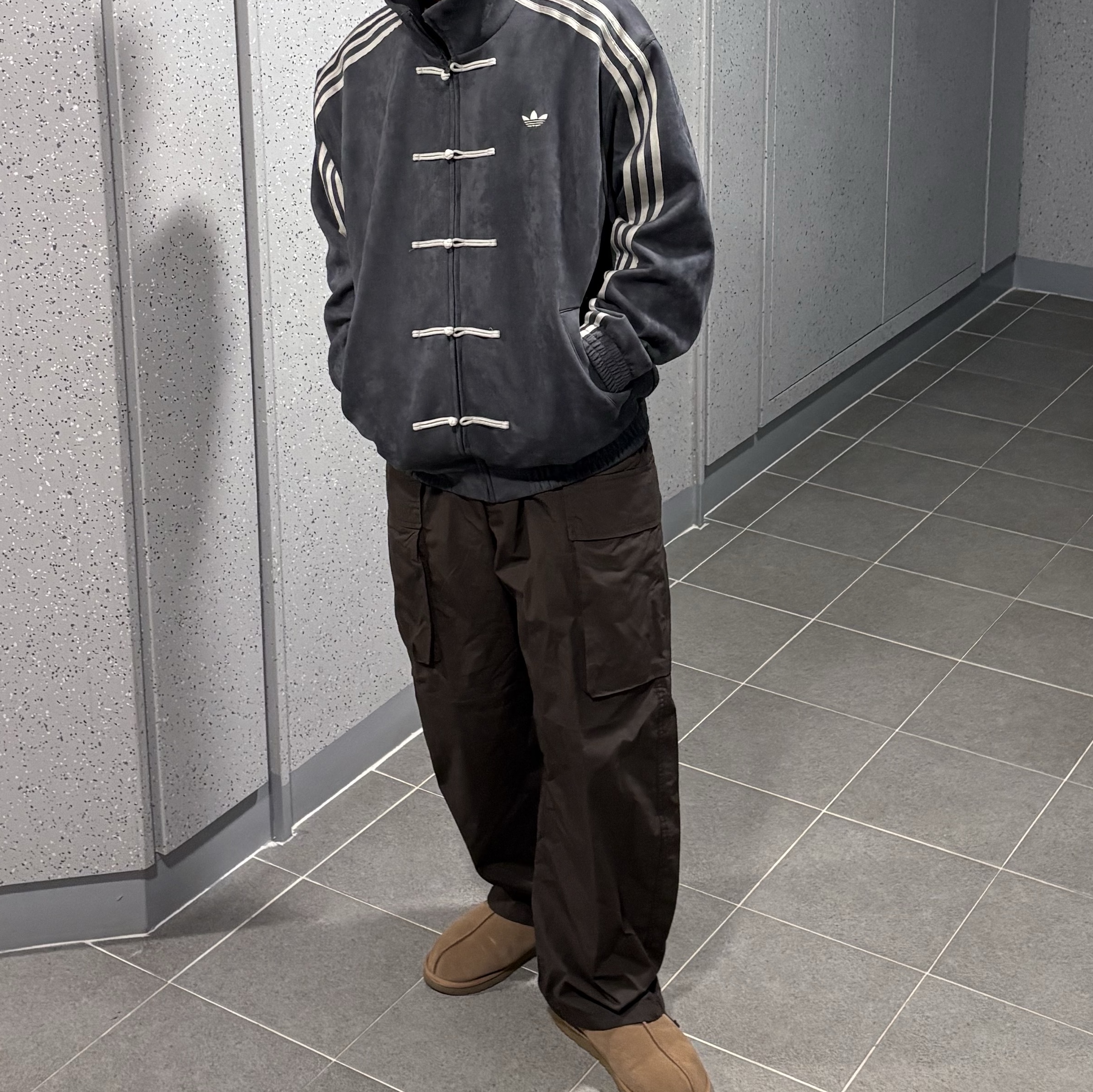 Adidas New Chinese Style Track Top Grey Six - KR Sizing 착용 스타일