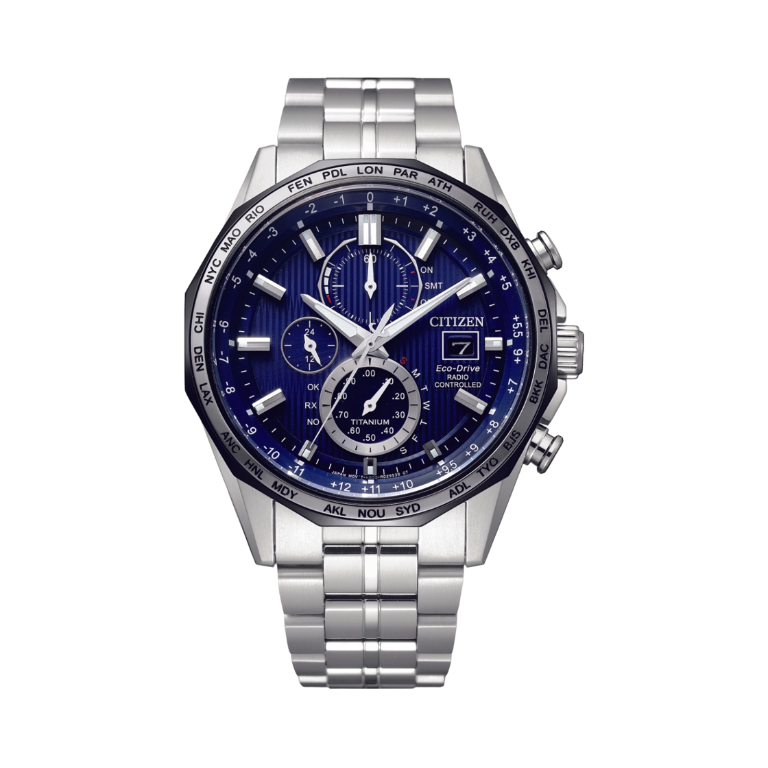 시티즌 에코드라이브 글로벌 라디오 컨트롤 41mm 슈퍼 티타늄 블루 실버(Citizen Eco-Drive Global Radio Controlled 41mm Super Titanium Blue Silver) - 1