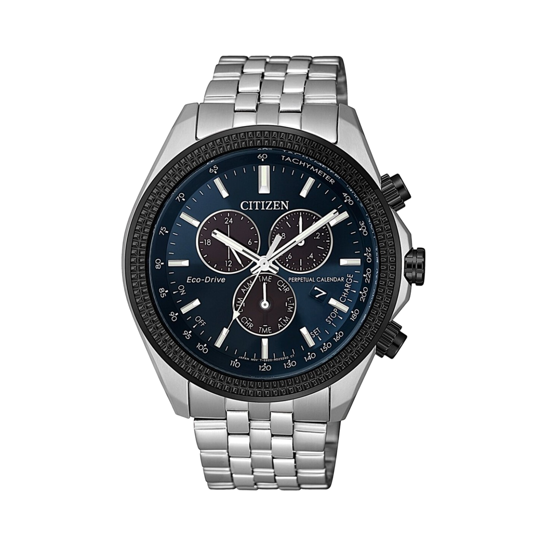 시티즌 에코드라이브 퍼페츄얼 캘린더 45.5mm 스테인리스 스틸 네이비 실버(Citizen Eco-Drive Perpetual Calendar 45.5mm Stainless Steel Navy Silver)