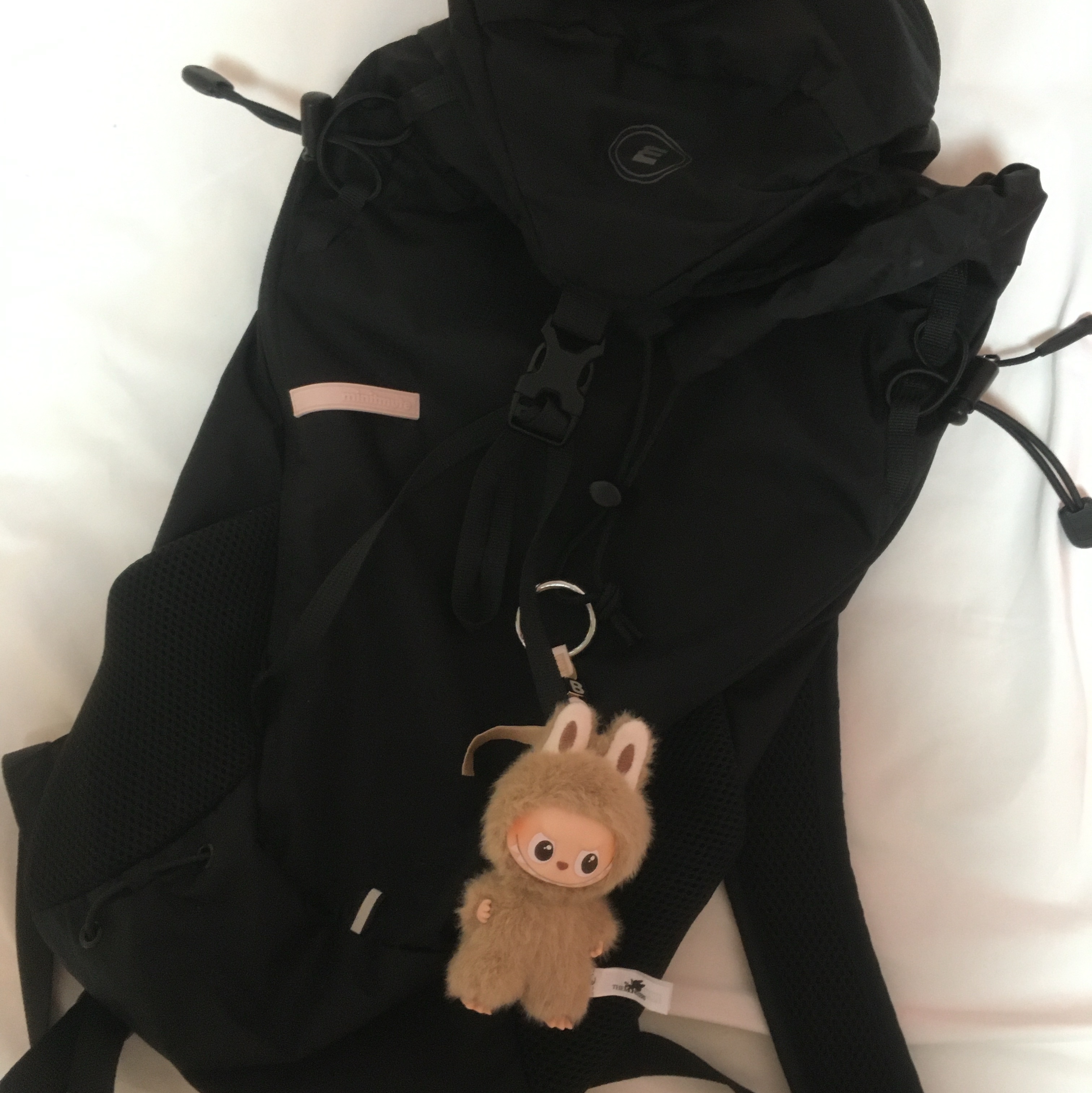 Minitmute Bask Backpack 11L Gray, Pop Mart Labubu The Monsters Pin For Love Series Vinyl Plush Pendant (A-M) B (Opened Case) 착용 스타일