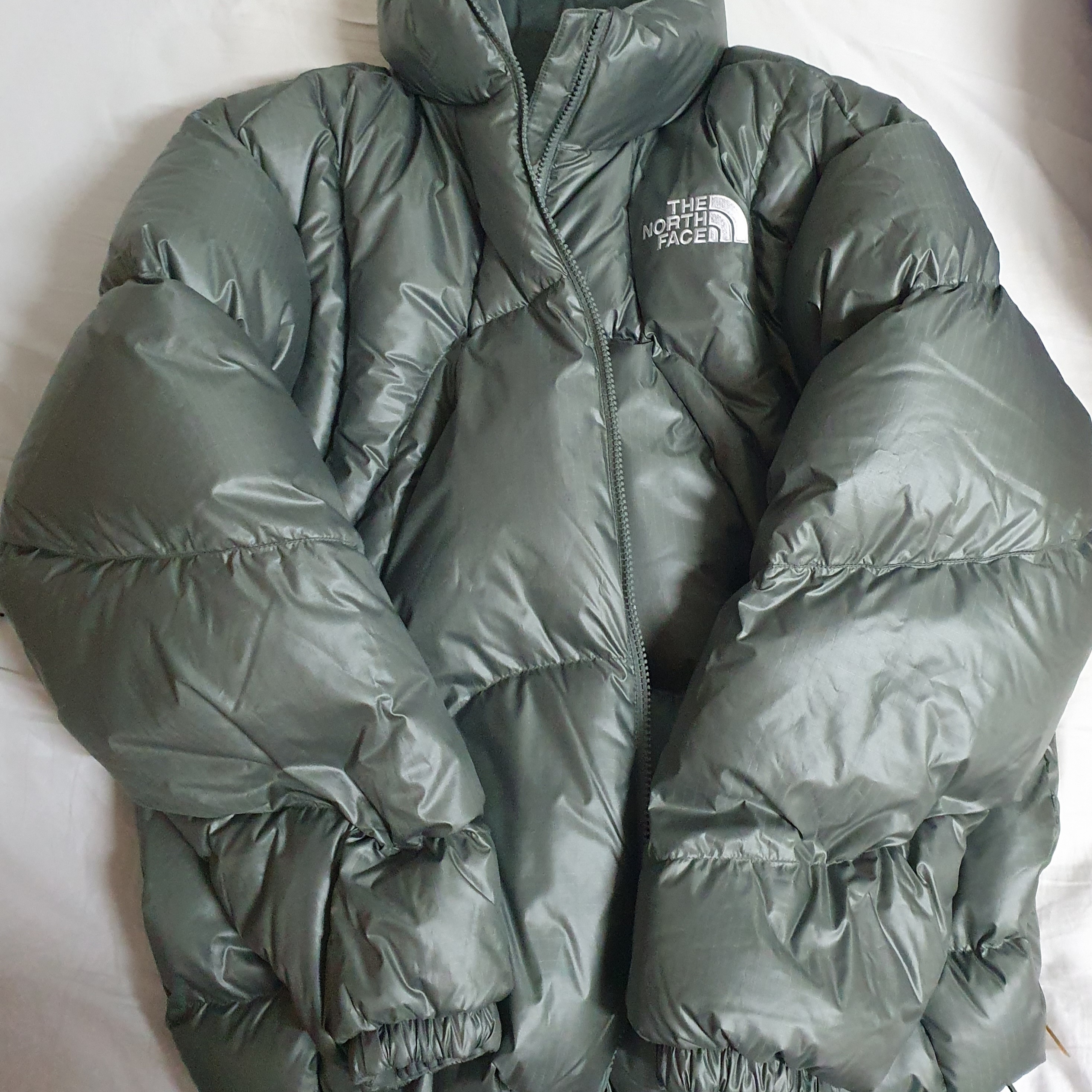 The North Face White Label Wave RDS Down Jacket Khaki 착용 스타일