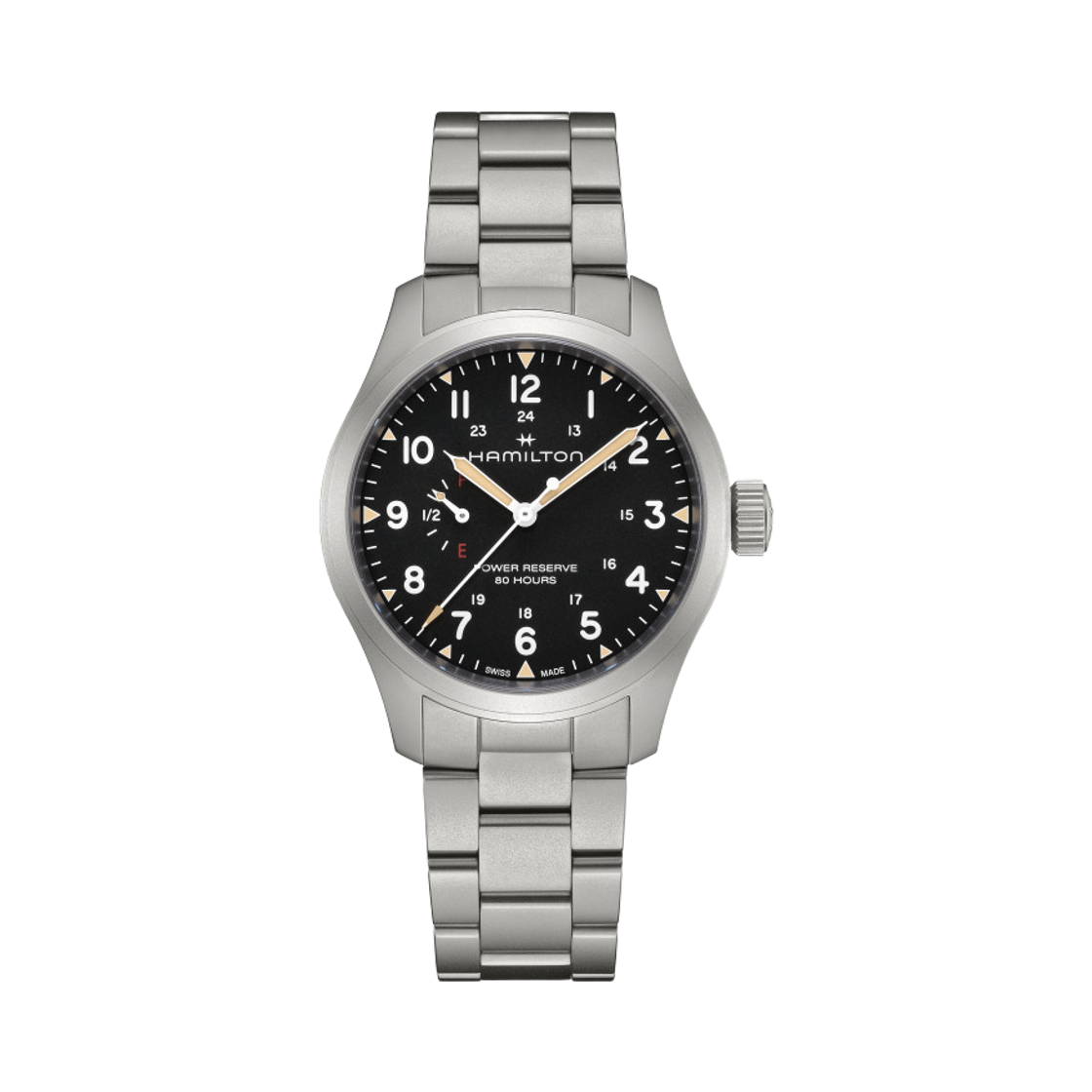 해밀턴 카키 필드 매커니컬 파워 리저브 40mm 스테인리스 스틸 블랙(Hamilton Khaki Field Mechanical Power Reserve 40mm Stainless Steel Black)