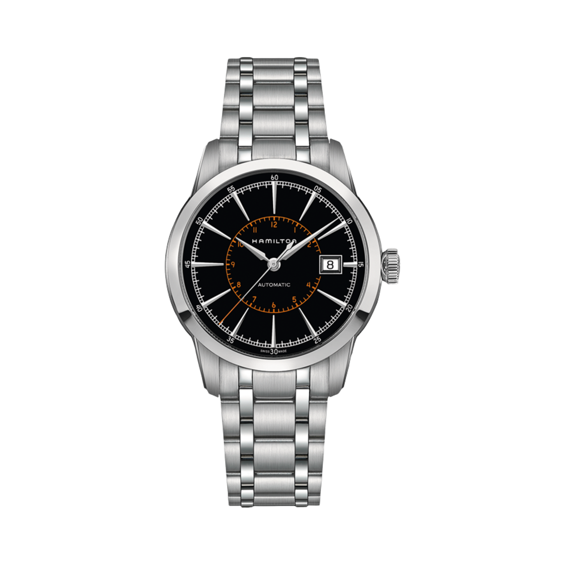 해밀턴 아메리칸 클래식 레일로드 오토 40mm 스테인리스 스틸 블랙 실버(Hamilton American Classic Railroad Auto 40mm Stainless Steel Black Silver) - 1