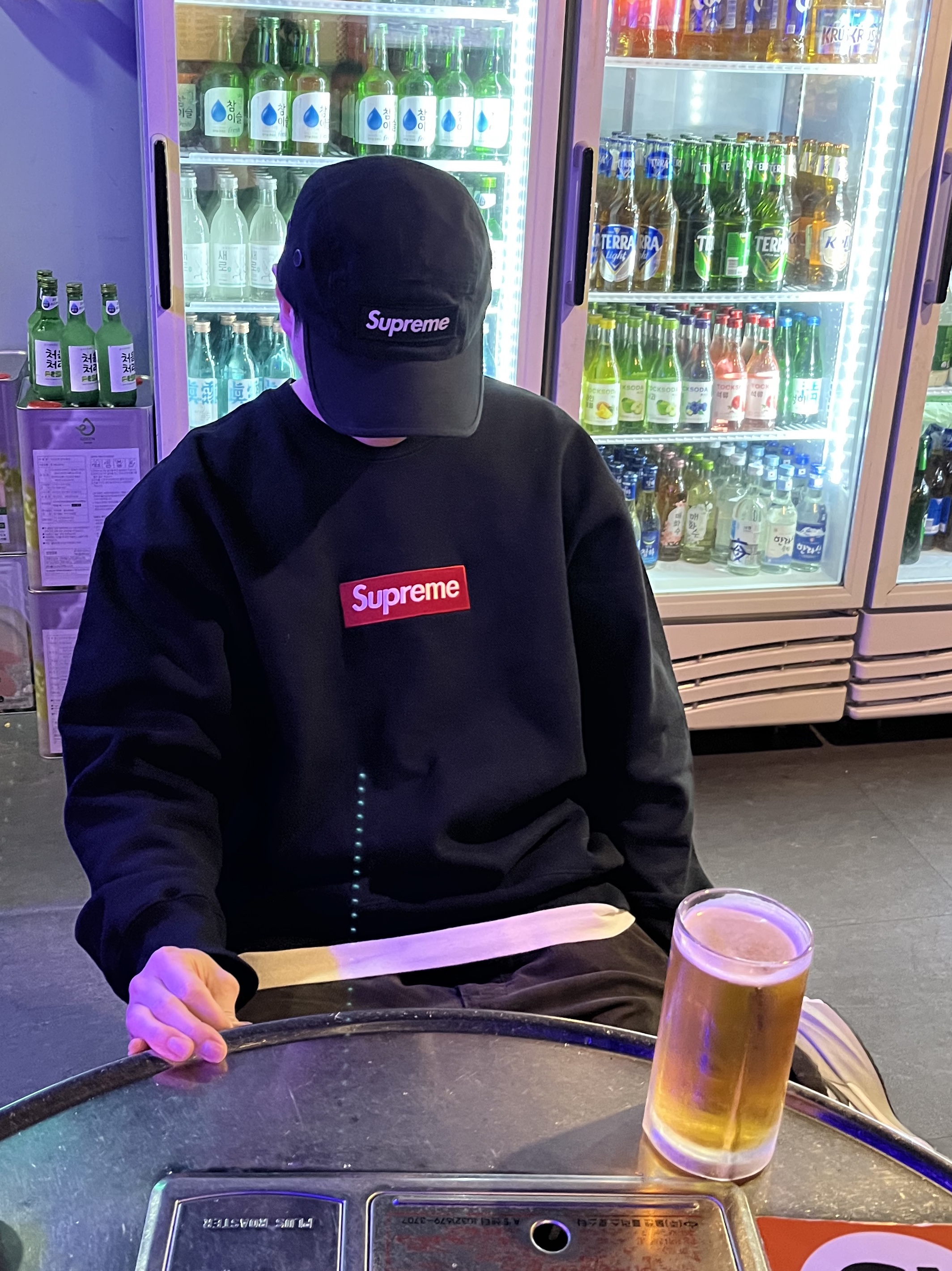 Supreme Box Logo Crewneck Black - 22FW 착용 스타일