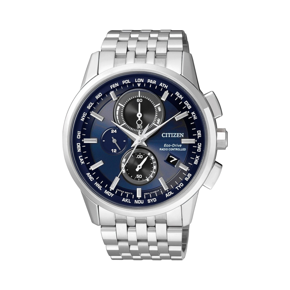 시티즌 에코드라이브 글로벌 라디오 컨트롤 42.7mm 스테인리스 스틸 네이비 실버(Citizen Eco-Drive Global Radio Controlled 42.7mm Stainless Steel Navy Silver) - 1