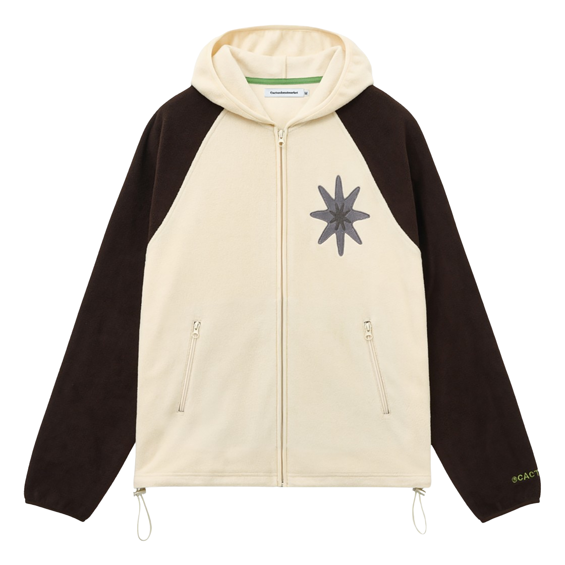 캑터스도넛마켓 스타 자수 플리스 후드 집업 자켓 – 크림(Cactusdonutmarket Star Embroidery Fleece Hood Zip-up Jacket - Cream)