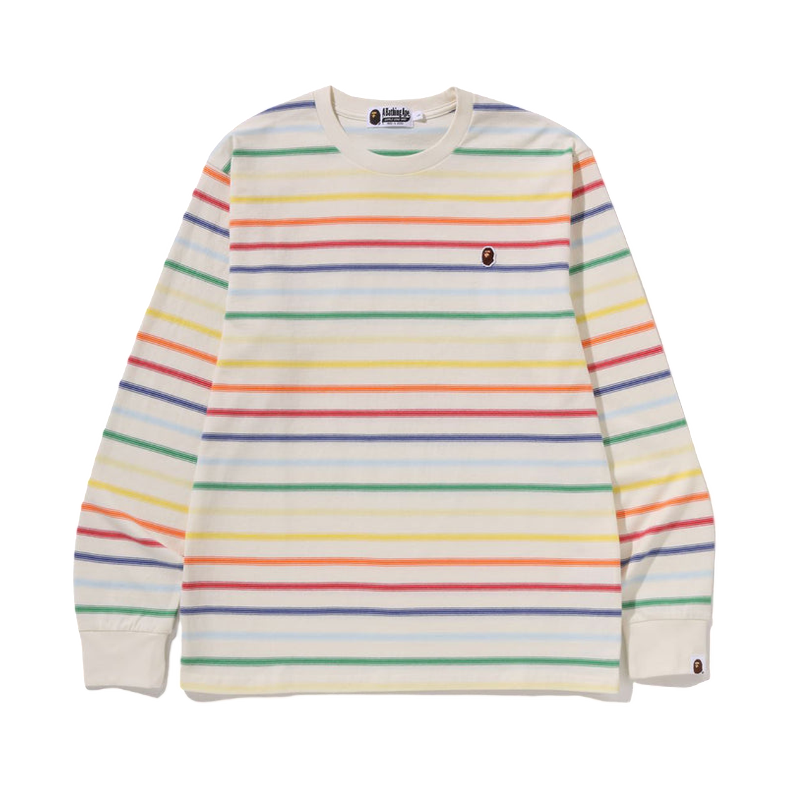 - BAPE Gradient Rainbow Stripe One Point Regular Fit L/S T-Shirt Ivory