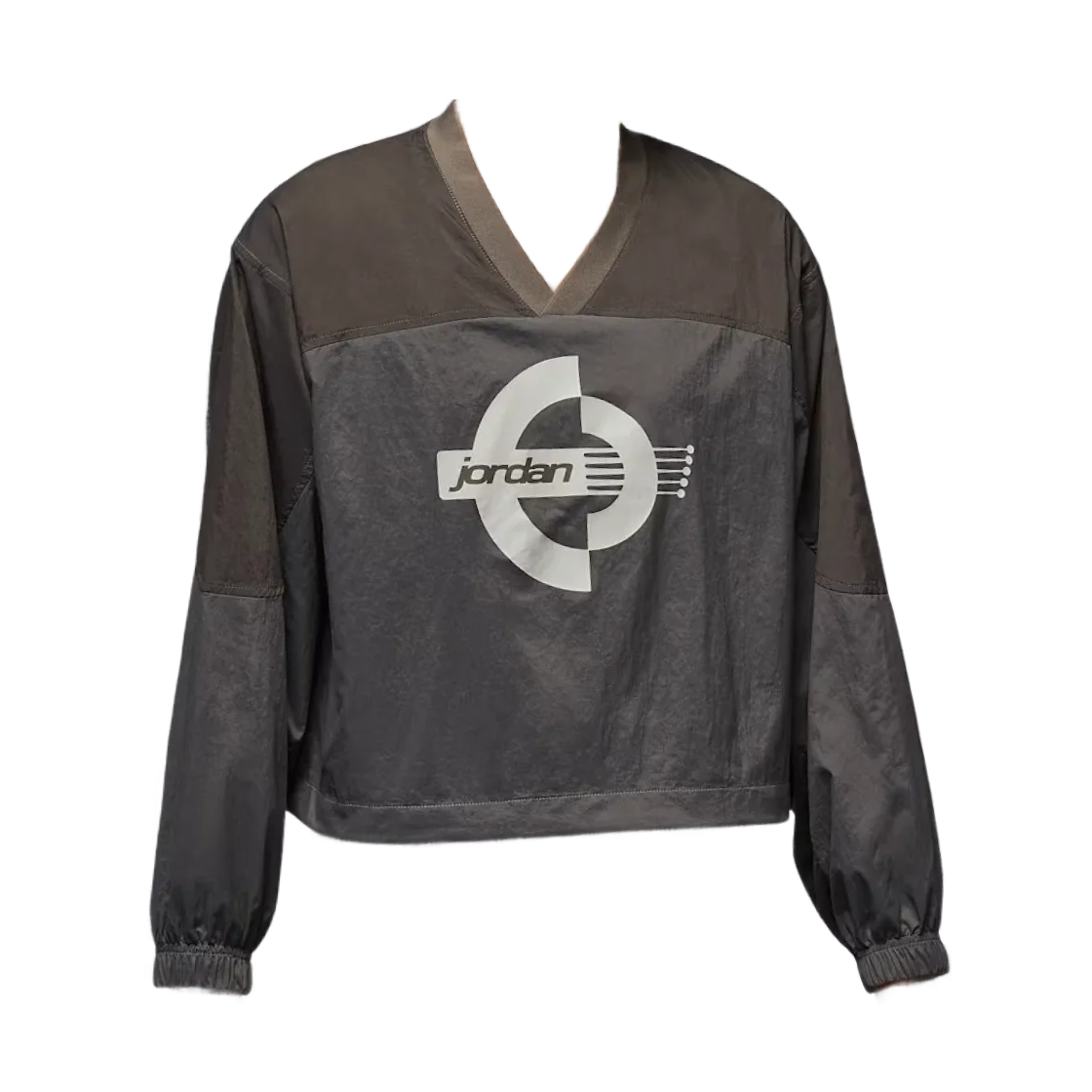 IF1078-040 (W) Jordan Brooklyn Woven Long Sleeve Graphic Pullover Olive Grey Enigma Stone - Asia