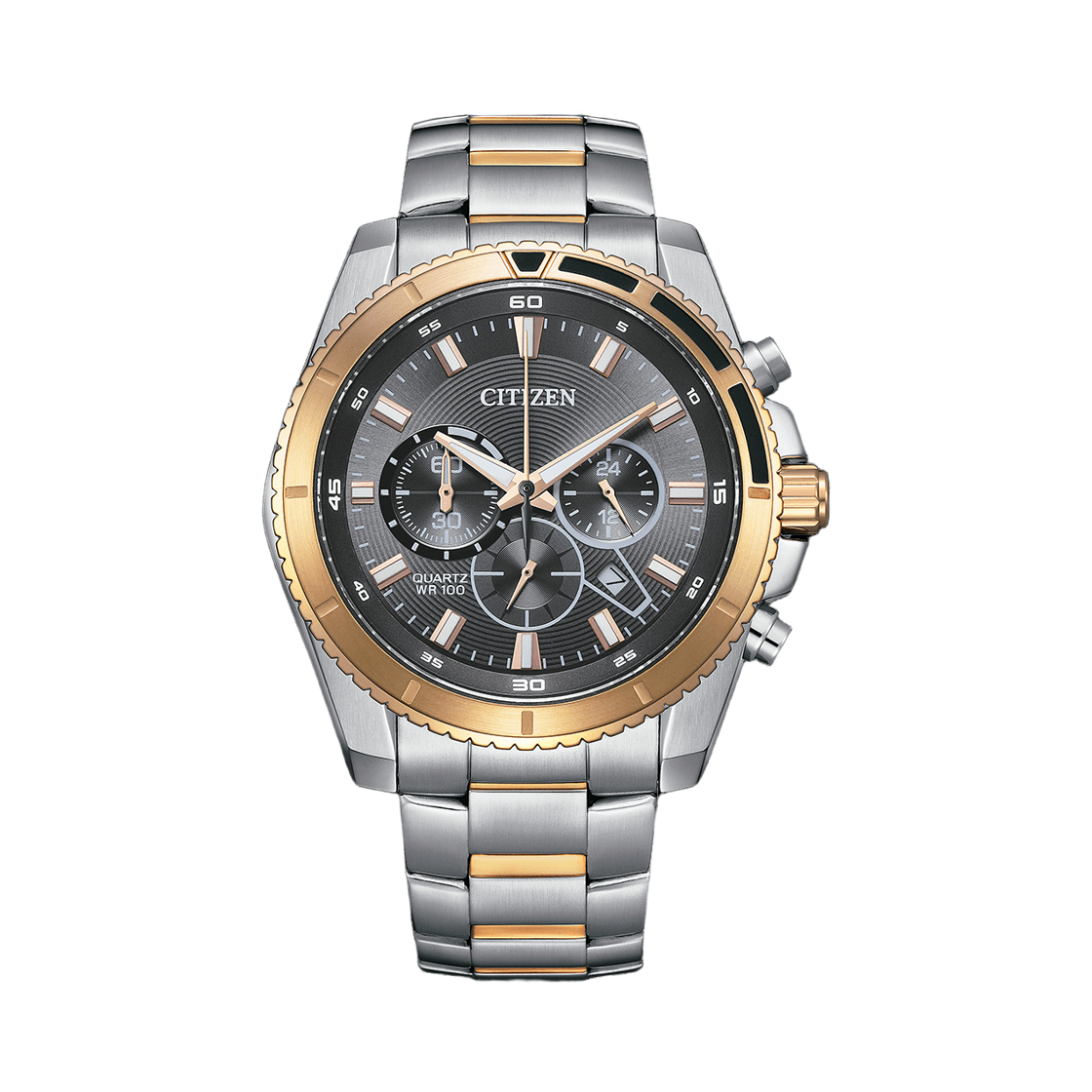 AN8204-59H Citizen Chronograph Quartz 44mm Stainless Steel Silver Black