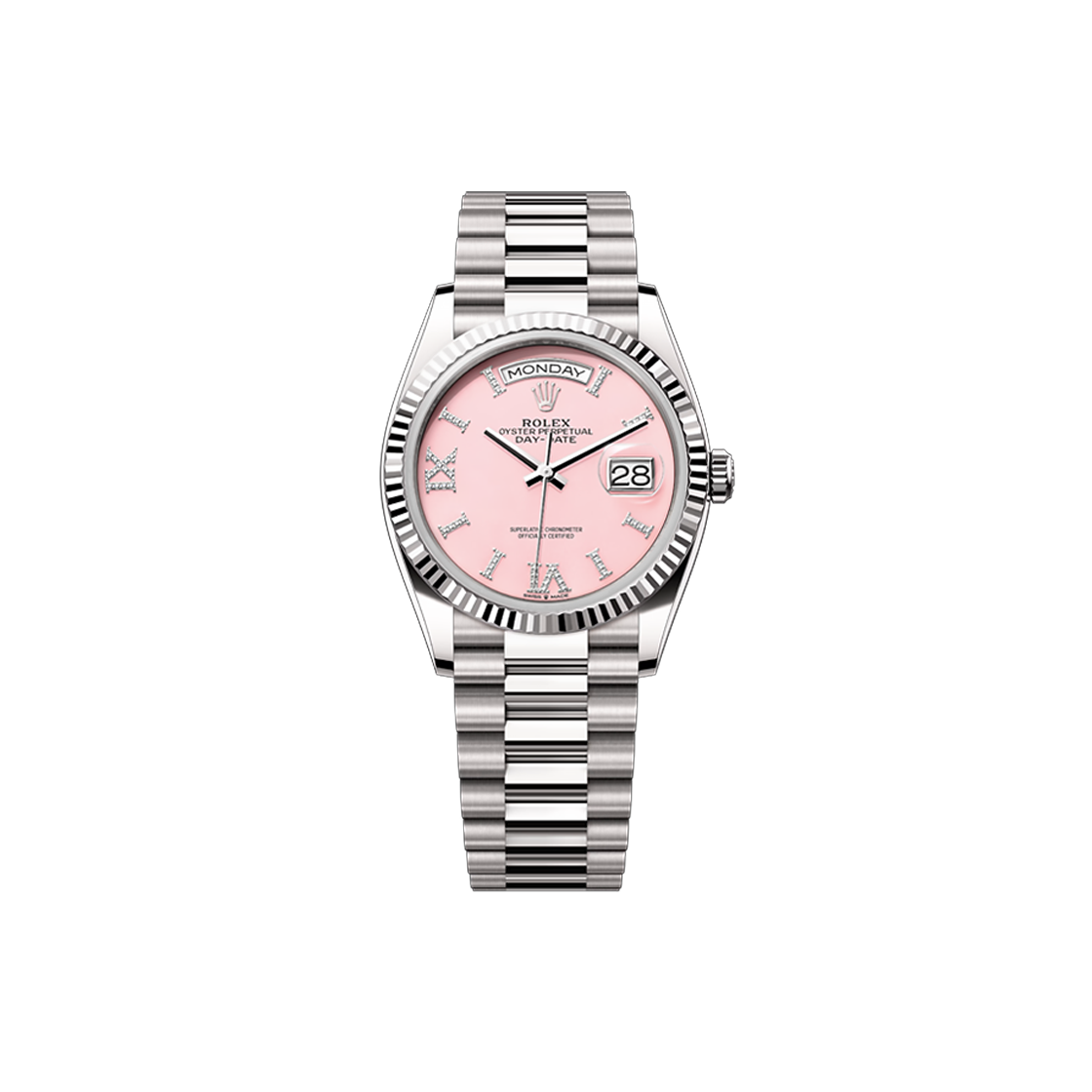 IT7UNRHVAOH7 Rolex Day-Date 36 Pink Roman + Diamond President No. 7197