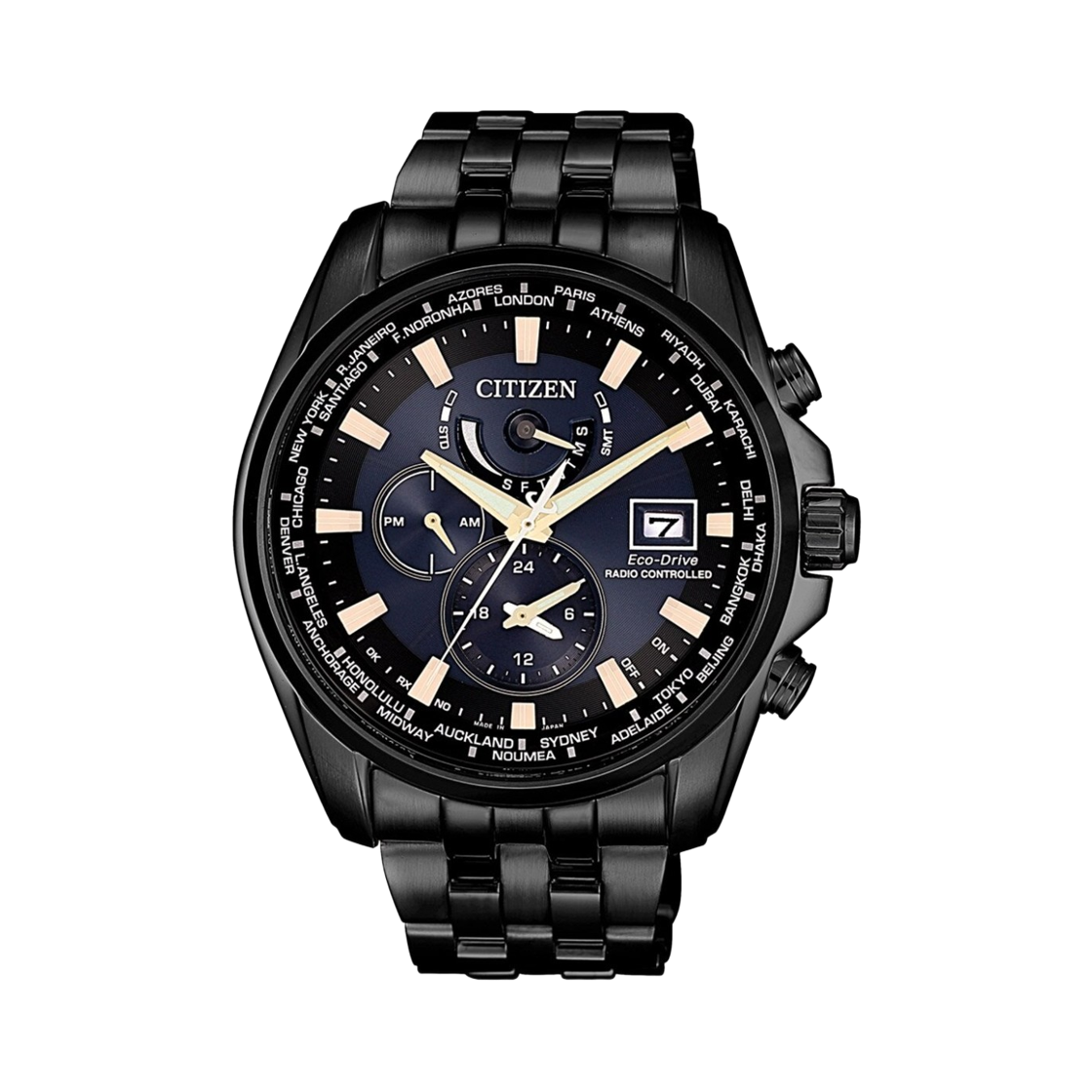 시티즌 에코드라이브 글로벌 라디오 컨트롤 46.9mm 스테인리스 스틸 IP 블랙(Citizen Eco-Drive Global Radio Controlled 46.9mm Stainless Steel IP Black) - 1