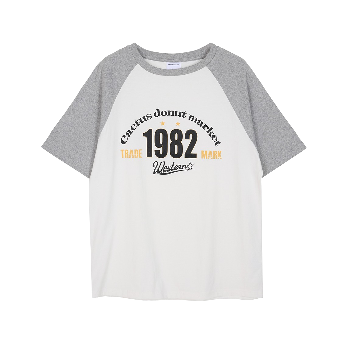 캑터스도넛마켓 1982 래글런 티셔츠 – 멜란지 그레이