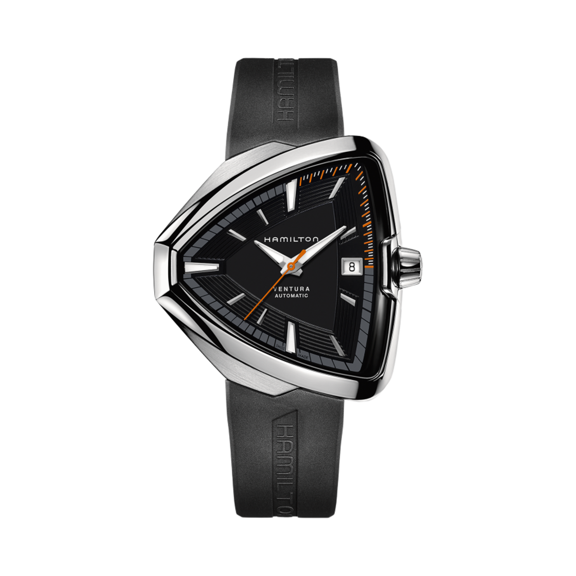 해밀턴 벤츄라 엘비스80 오토 45mm 스테인리스 스틸 러버 스트랩 블랙(Hamilton Ventura Elvis80 Auto 45mm Stainless Steel Rubber Strap Black)