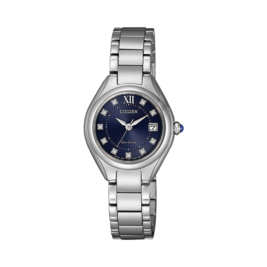 (W) 시티즌 에코드라이브 26mm 스테인리스 스틸 네이비 실버((W) Citizen Eco-Drive 26mm Stainless Steel Navy Silver) - 1