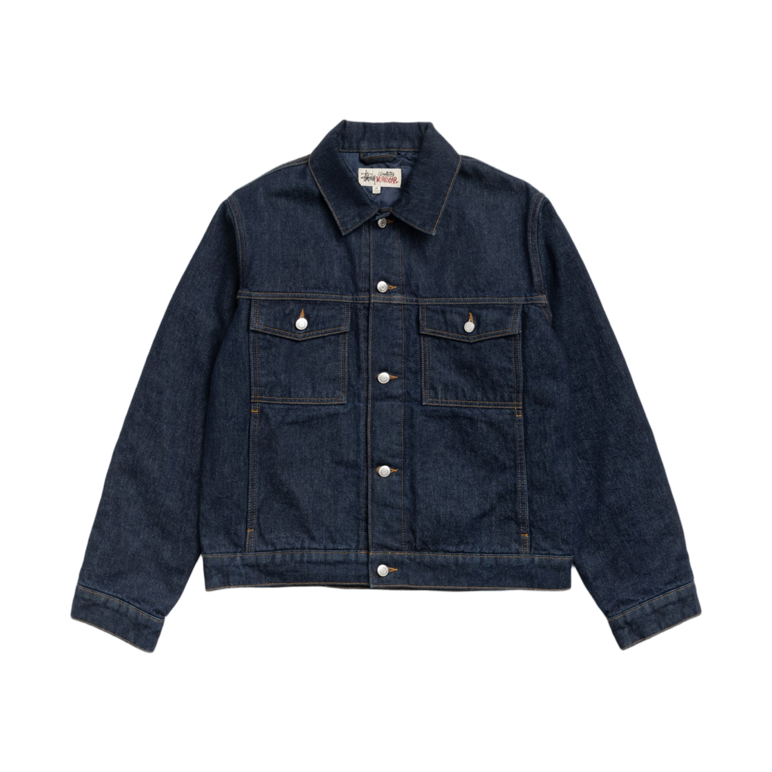 115918 Stussy Lined Denim Trucker Jacket Rinsed Indigo