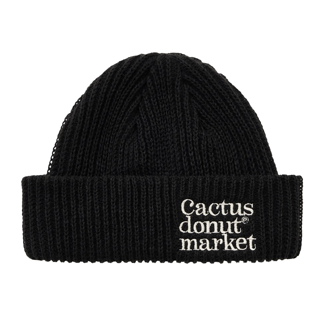 25FWCDMACC03BK Cactusdonutmarket Lettering Fold Knit Beanie-Black
