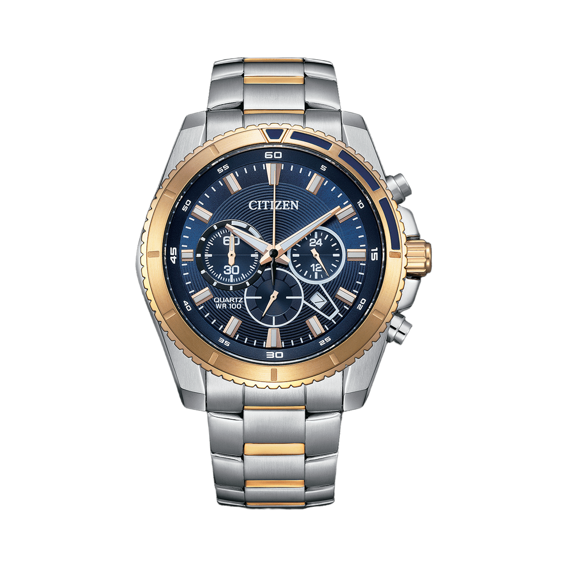AN8206-53L Citizen Chronograph Quartz 44mm Stainless Steel Silver Blue