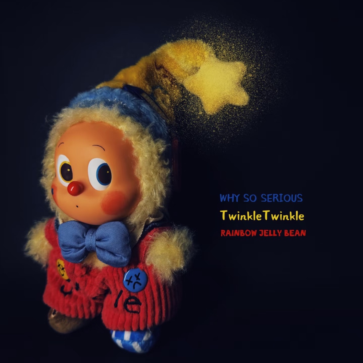 Pop Mart Why So Serious Series Vinyl Plush Pendant Rainbow Jelly Bean (Opened Case) 착용 스타일