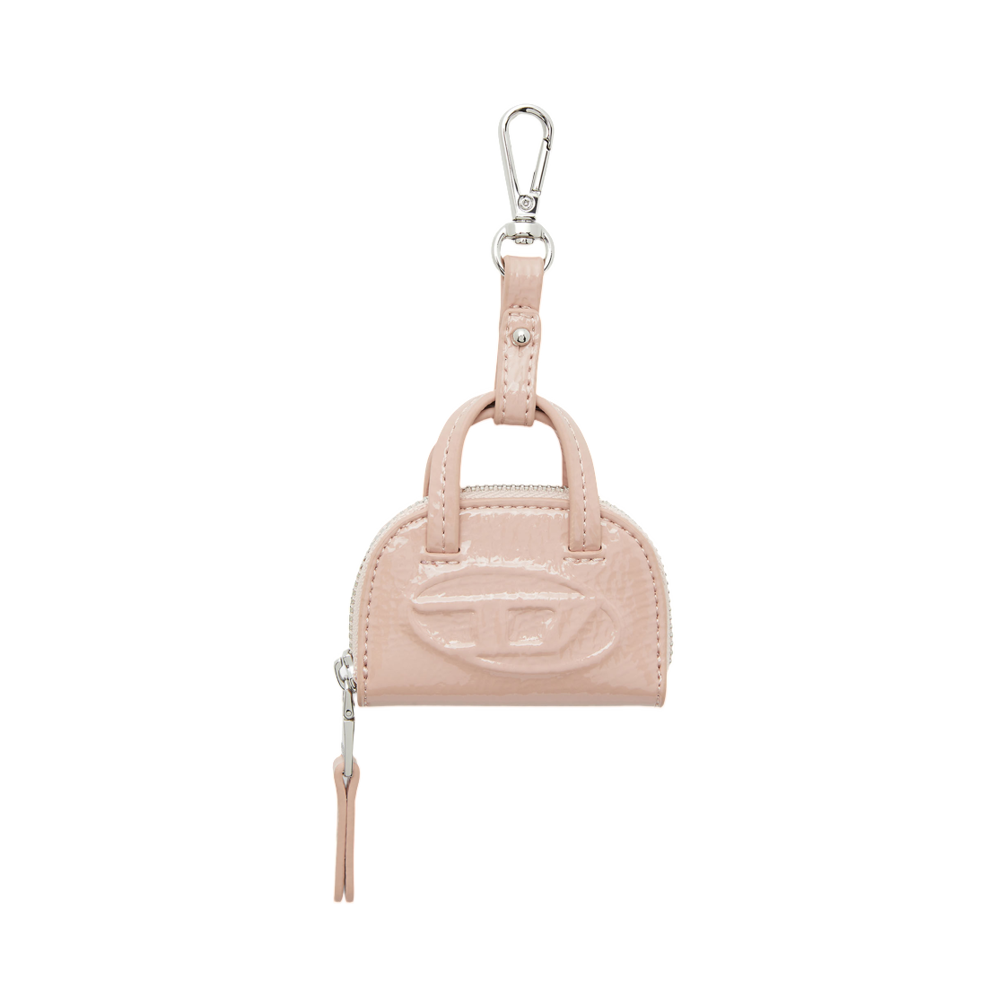 X10581P8768-T4109 Diesel 1dr Dome Charms Bag Charm In Glossy Crinkled Naplak Pink