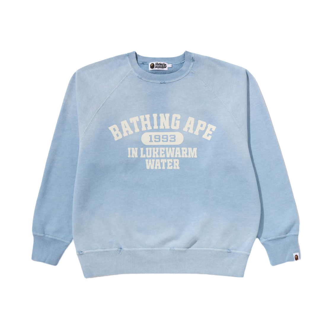 - BAPE Destroy Washed Effect Relaxed Fit Crewneck Sweatshirt Sax