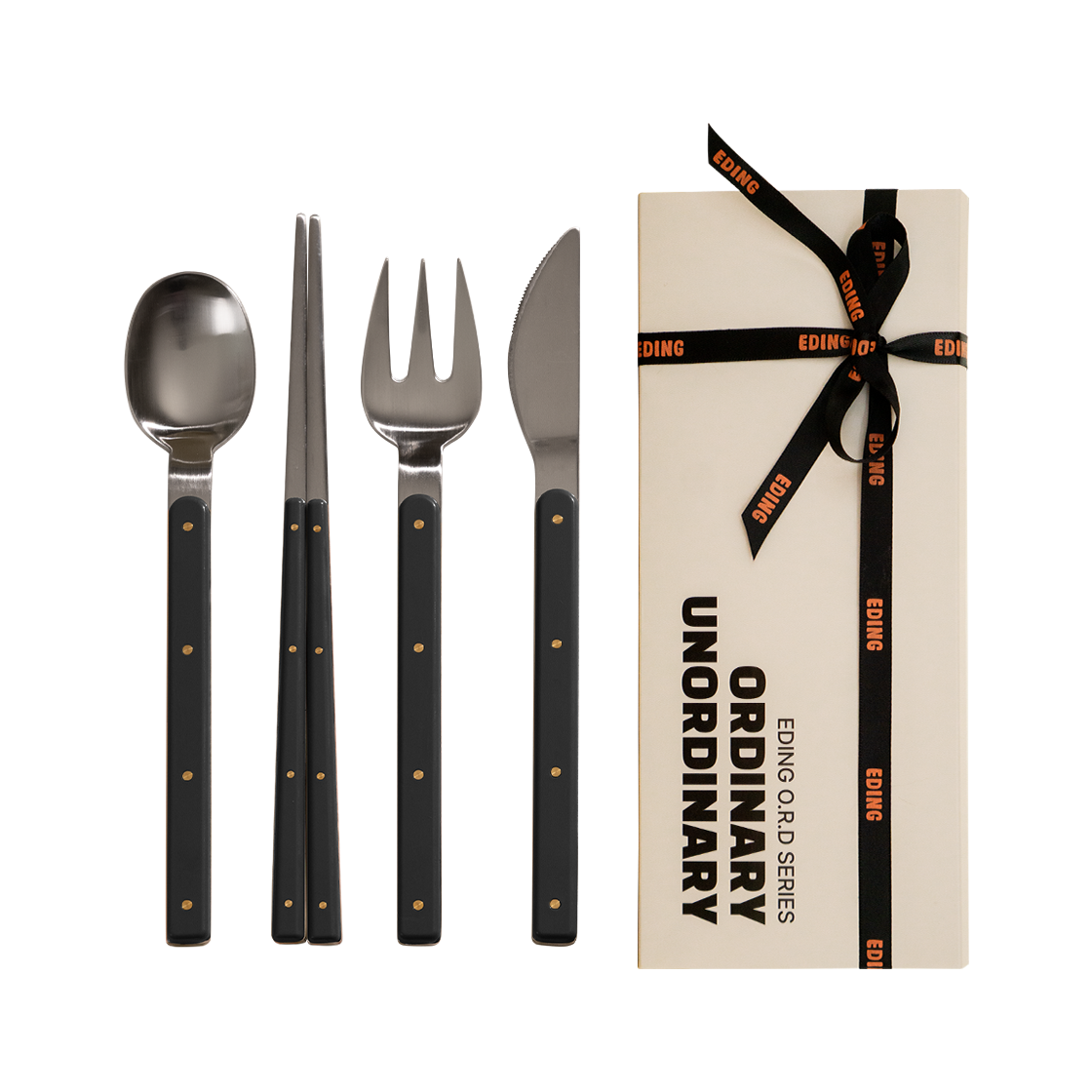 에딩 O.R.D 커트러리 1인 풀세트 클래식 블랙 (스푼+젓가락+포크+나이프)(Eding O.R.D Cutlery Full Set Classic Black (spoon & chopsticks & fork & knife)) - 1