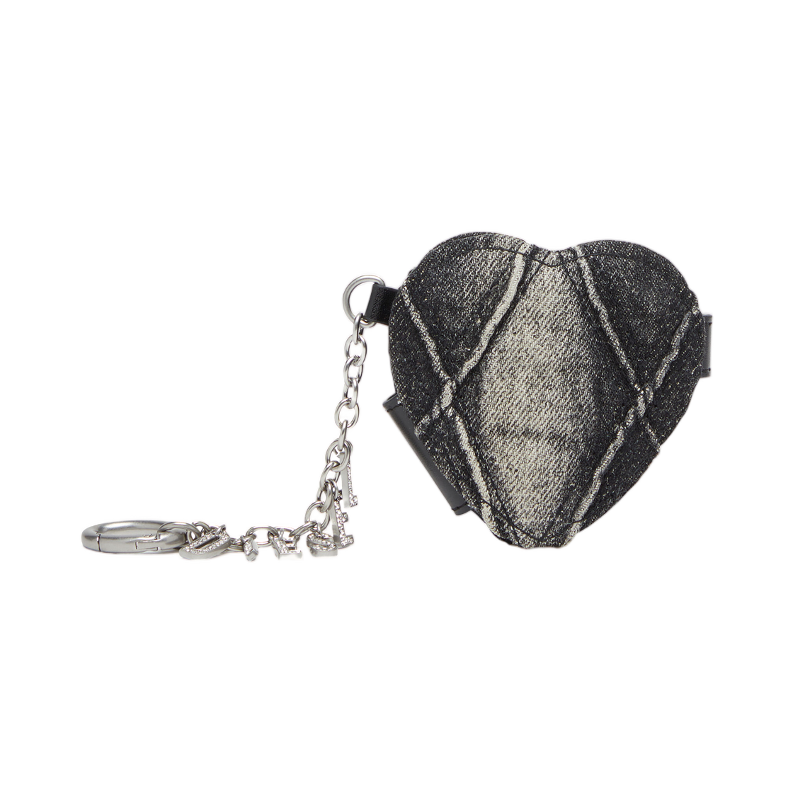 X10211P6330-T8013 Diesel Charm-D Mirror Mirror Charm In Argyle Quilted Denim Black