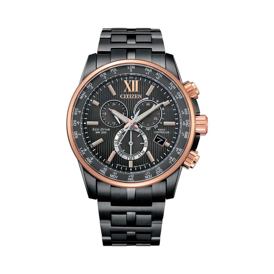 시티즌 에코드라이브 글로벌 라디오 컨트롤 42.6mm 스테인리스 스틸 블랙(Citizen Eco-Drive Global Radio Controlled 42.6mm Stainless Steel Black) - 1