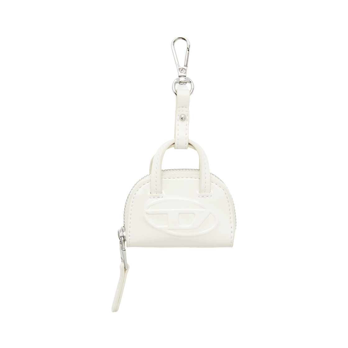 X10581P8768-H0518 Diesel 1dr Dome Charms Bag Charm In Glossy Crinkled Naplak White