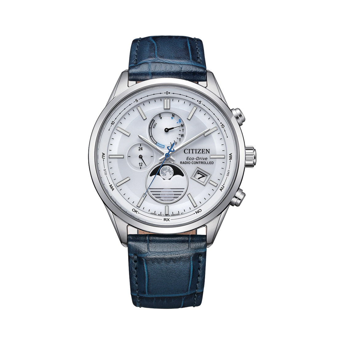 시티즌 글로벌 라디오 컨트롤 에코드라이브 42mm 카프 레더 블루 화이트(Citizen Global Radio Controlled Eco-Drive 42mm Calf Leather Blue White) - 1