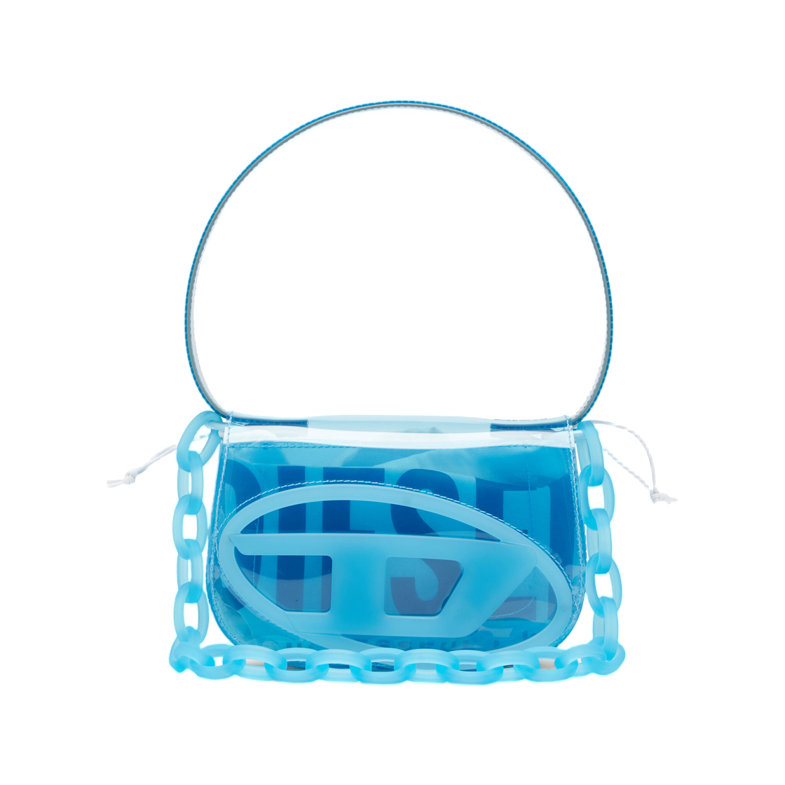 X08396P8763-T6227 Diesel 1Dr-Iconic Shoulder Bag In Transparent TPU Blue