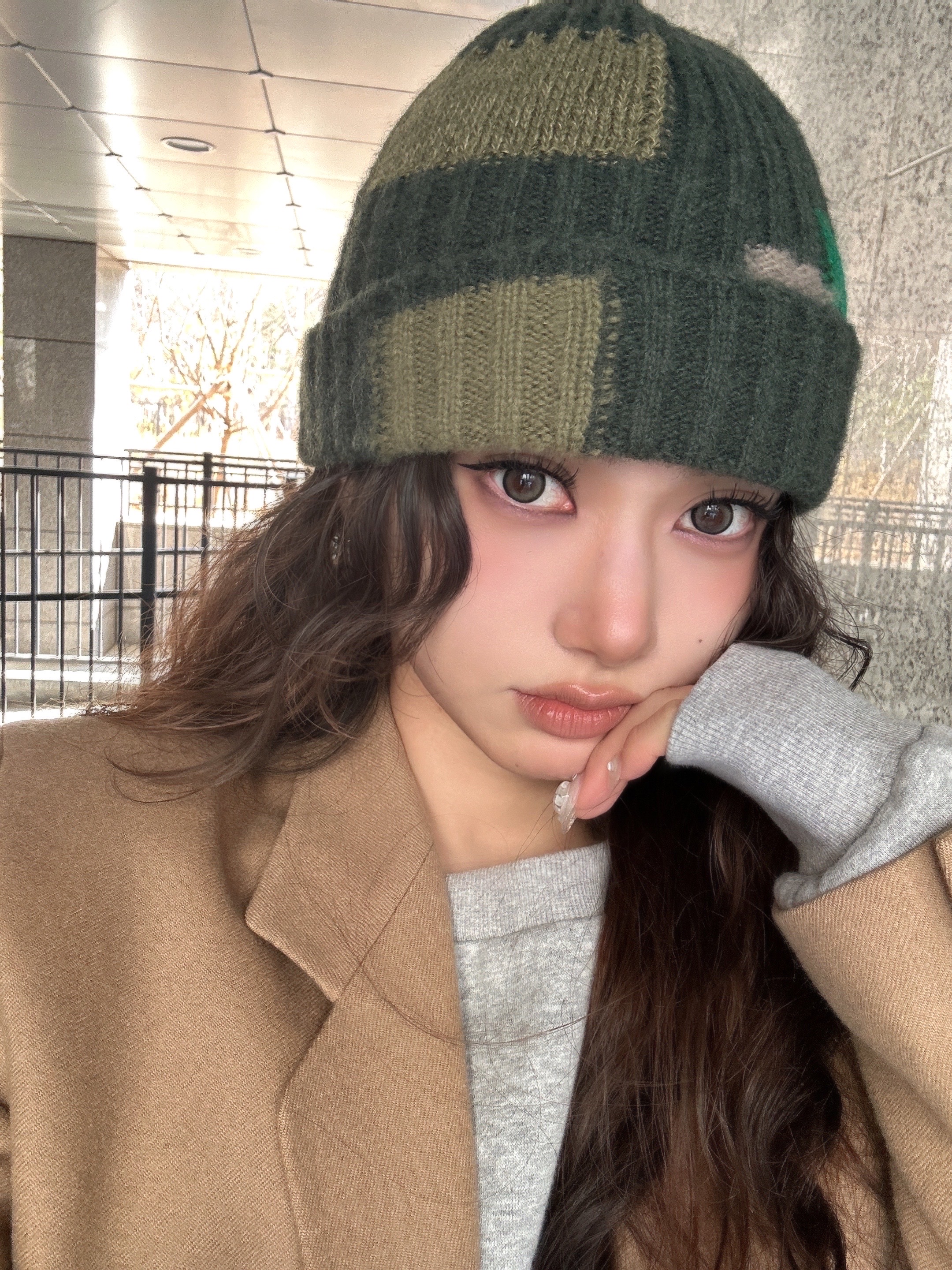 Kapital 5G Wool Tugihagi Knit Cap Khaki 착용 스타일