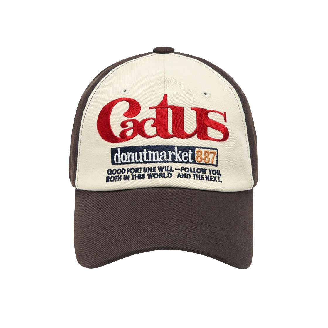 캑터스도넛마켓 선인장 자수 투톤 볼캡 – 브라운(Cactusdonutmarket Cactus Embroidery Two Tone Ball Cap - Brown)