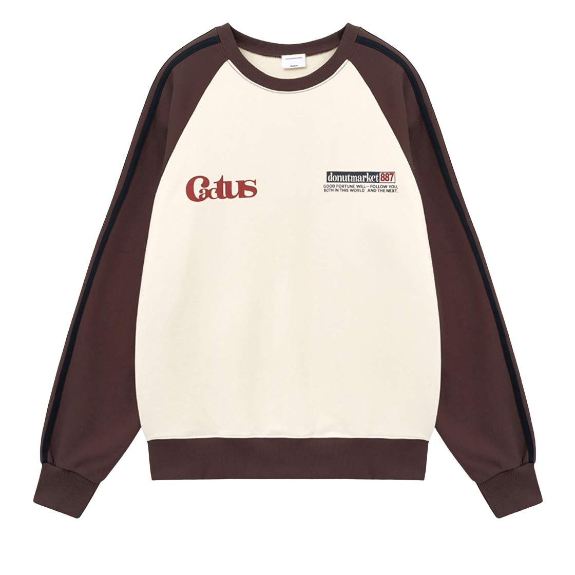 캑터스도넛마켓 그래픽 래글런 트랙 라인 스웻셔츠 – 브라운(Cactusdonutmarket Graphic Raglan Track Line Sweatshirt - Brown)