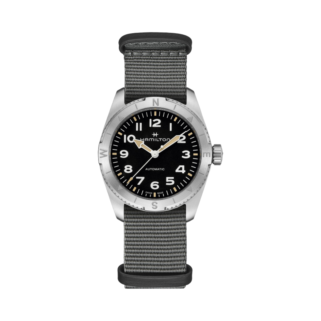 H70225930 Hamilton Khaki Field Expedition Auto 37mm Nato Strap Grey Black