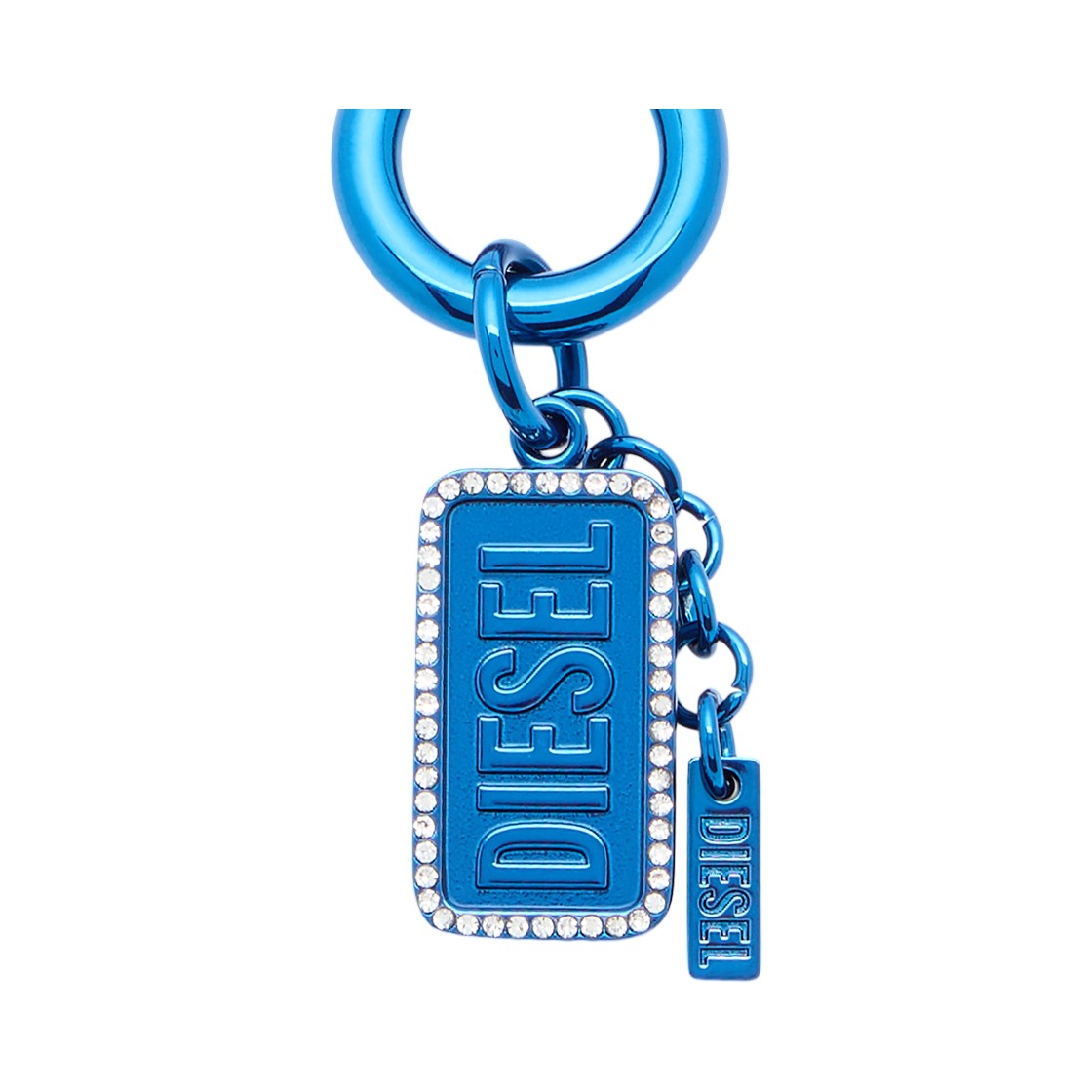 디젤 메탈 키링 디젤 로고 라인스톤 블루(Diesel Metal Keyring with Diesel Logo and Rhinestones Blue) - 1