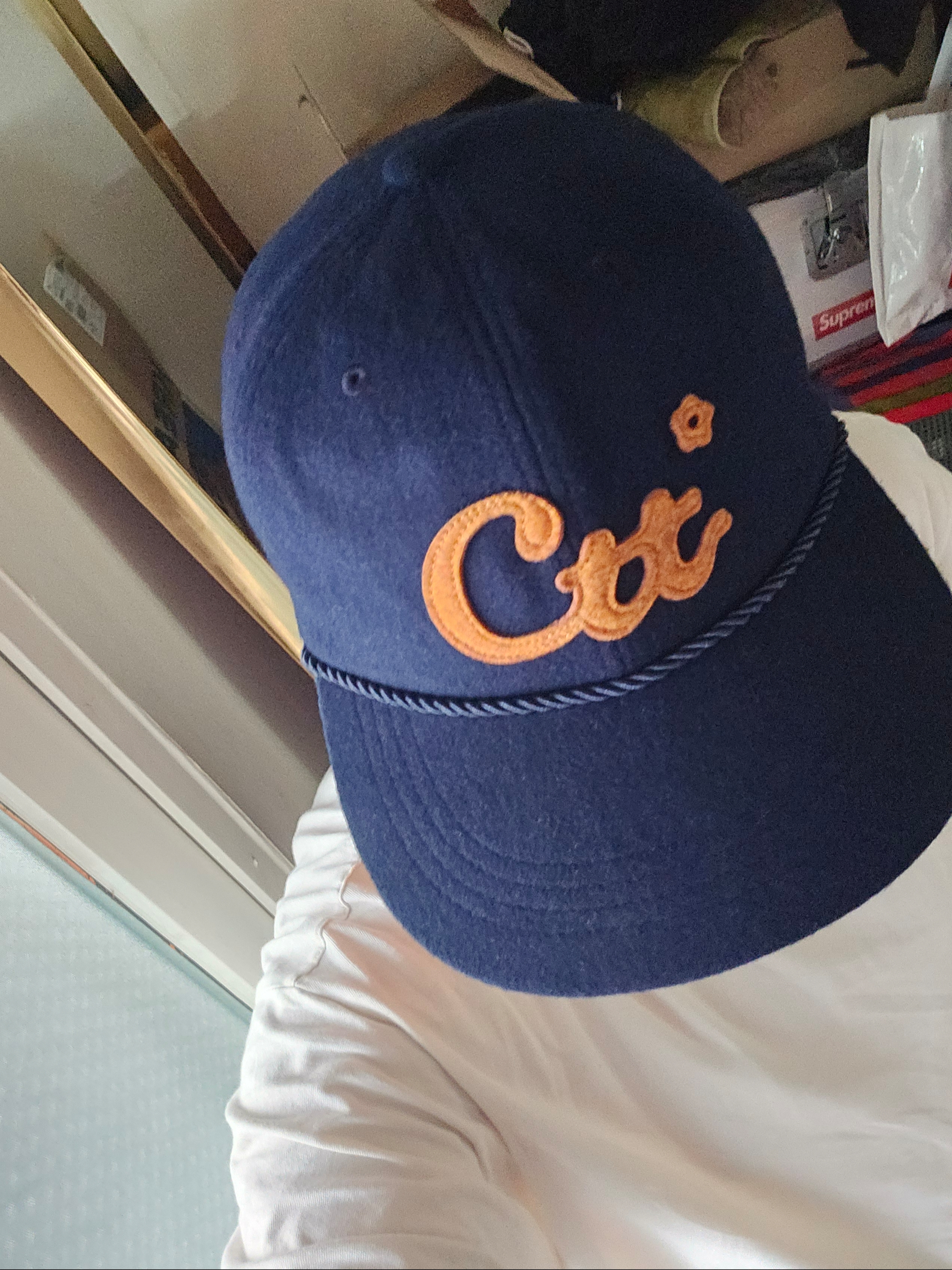 COTTE CTT Melton Wool Rope Cap Deep Blue 착용 스타일