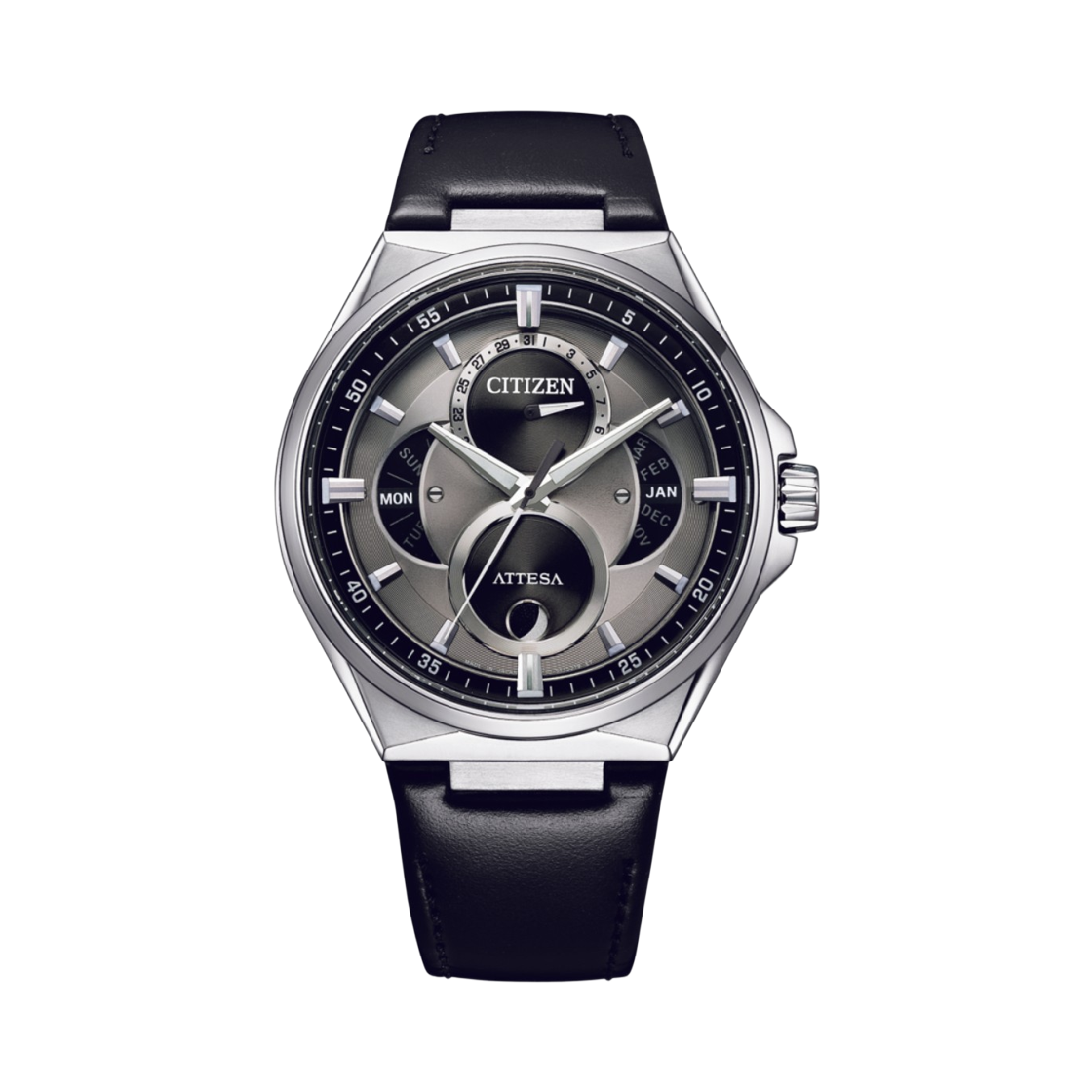 시티즌 아테사 에코드라이브 43.6mm 카프 레더 그레이 블랙(Citizen Attesa Eco-Drive 43.6mm Calf Leather Gray Black) - 1