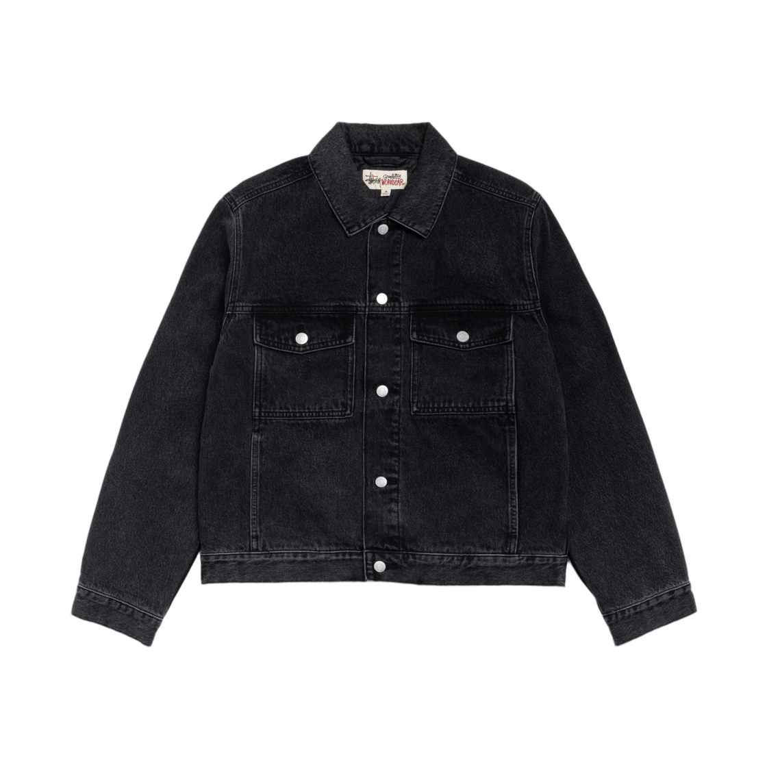 115925 Stussy Lined Denim Trucker Jacket Vintage Black