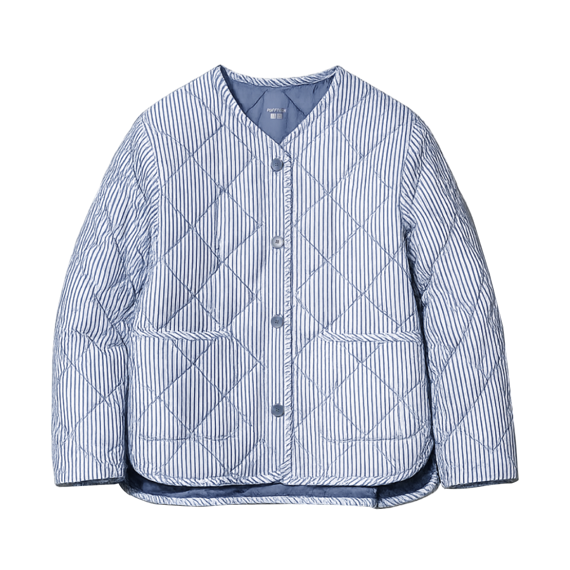 484251-68 Uniqlo Pufftech Collarless Jacket Blue