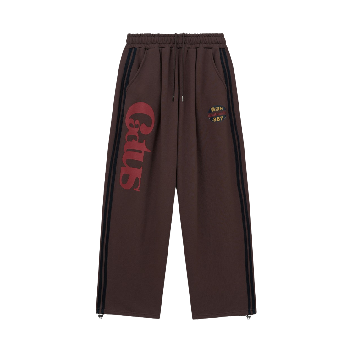 25FWCDMPT02BR Cactusdonutmarket Cactus Track Line Wide Sweat Pants-Brown