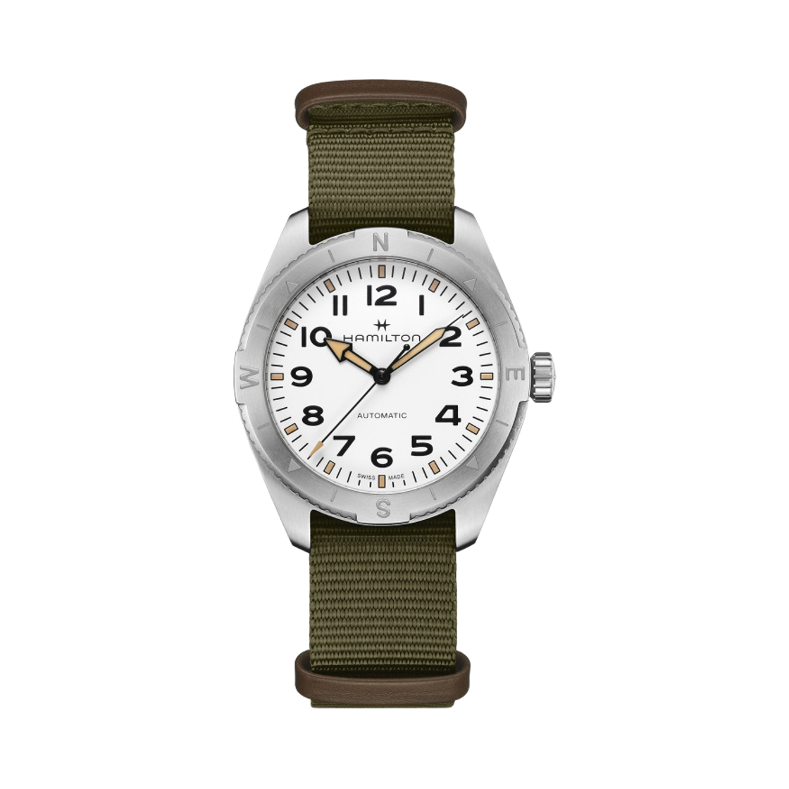 해밀턴 카키 필드 익스페디션 오토 41mm 스테인리스 스틸 나토 스트랩 그린 화이트(Hamilton Khaki Field Expedition Auto 41mm Stainless Steel Nato Strap Green White) - 1