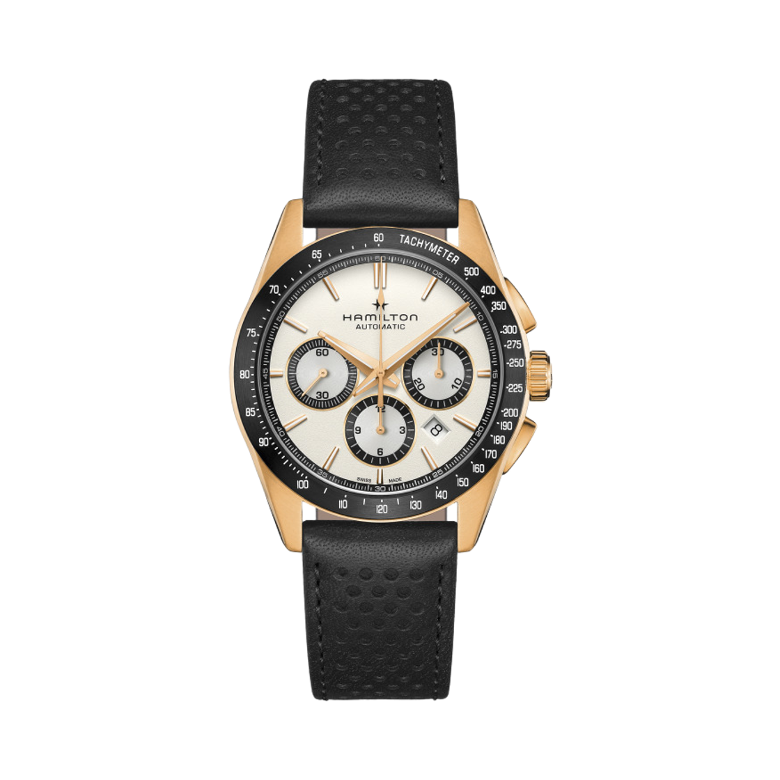 H36626710 Hamilton Jazzmaster Performer Auto Chrono 42mm Stainless Steel Cow Leather White Black